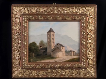 L'ancien prieuré de Sainte-Hélène à Sarre. Tableau de Joseph-Siméon Favre tiré d'une gravure, 1898. Don du chan. Noussan, 1931 (© RAVA, photo Gonella)
