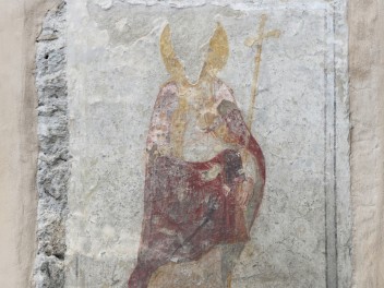 La fresque sur la façade de la Tour Saint-Anselme (© ASA, photo Papone)