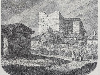 Gravure tirée de "La Vallée d'Aoste" d'E. Aubert (1860)